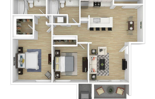 2 beds, 2 baths, 1,050 sqft, $2,981