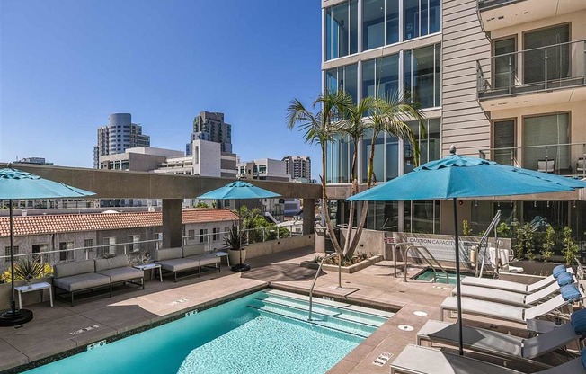 Swimming Pool at F11 Luxury Apartments in San Diego, CA