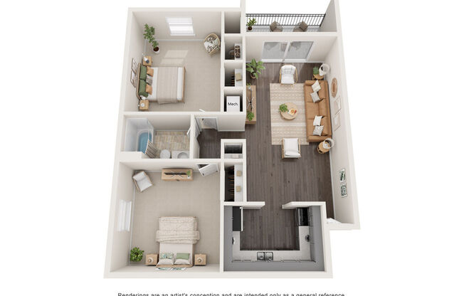 2 beds, 1 bath, 886 sqft, $1,009