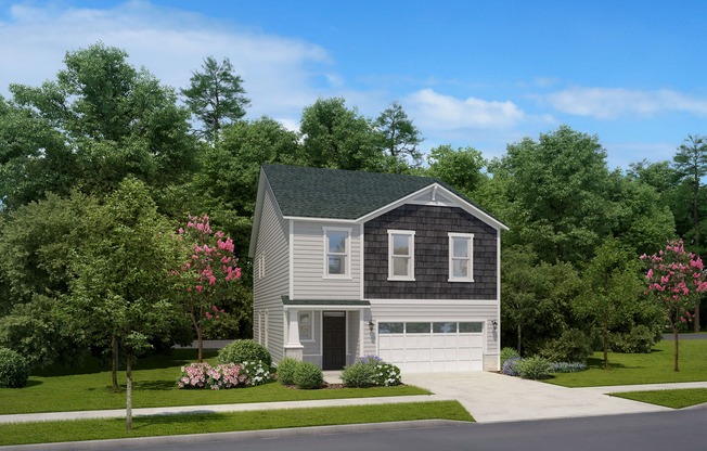 Amavi Brier Creek townhomes are move-in ready with smart home features including smart thermostats and USB outlets* and garages wired for EV charging.