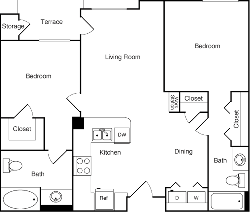 2 beds, 2 baths, 1,076 sqft, $3,420, Unit 1319