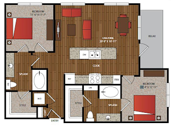 2 beds, 2 baths, 1,082 sqft, $2,424