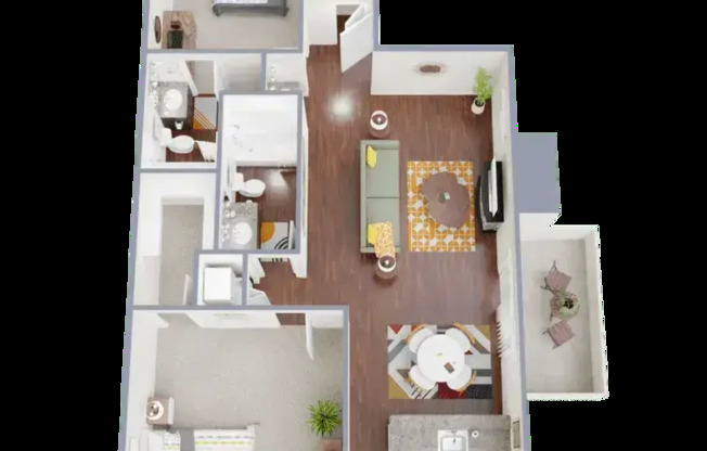 2 beds, 2 baths, 965 sqft, $1,555