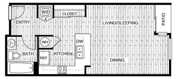 Studio, 1 bath, 608 sqft, $3,060