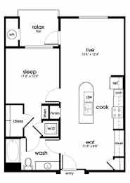 1 bed, 1 bath, 806 sqft, $2,965
