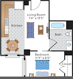 1 bed, 1 bath, 439 sqft, $1,850