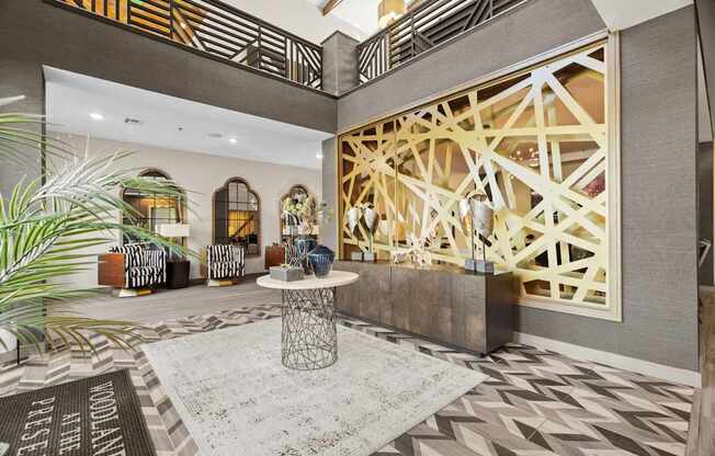 A large room with a white table and chairs.