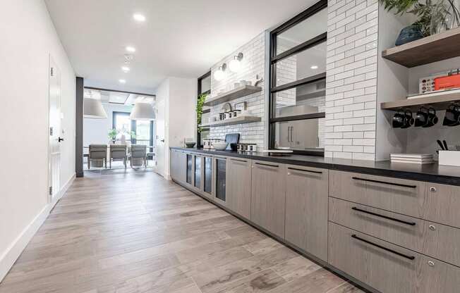 Full bar area with access to utensils and coffee mugs