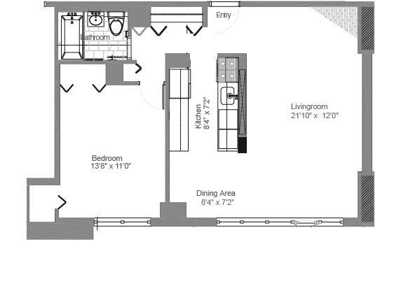 1 bed, 1 bath, 753 sqft, $5,200, Unit 9K