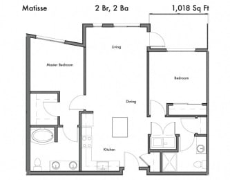 2 beds, 2 baths, 1,017 sqft, $2,450