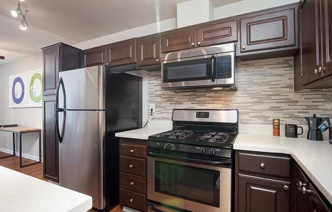 Fully Furnished Kitchen at Parc at 5 Apartments, Downey, 90240