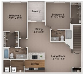 2 beds, 2 baths, 1,118 sqft, $2,005