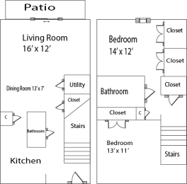 2 beds, 1.5 baths, 989 sqft, $1,200