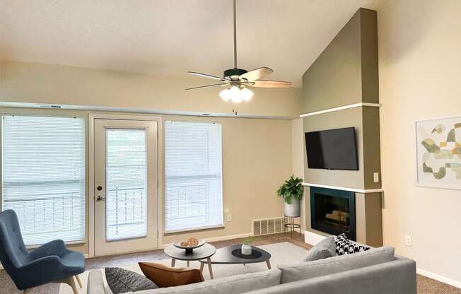 Renovated Open living room at Pine Lane Estates Apartments in Lansing, MI
