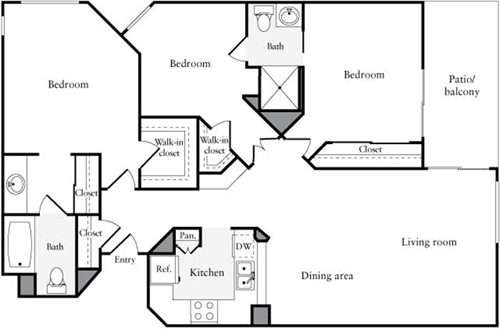 3 beds, 2 baths, 1,190 sqft, $3,536, Unit W0112
