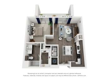 1 bed, 1 bath, 747 sqft, $1,561