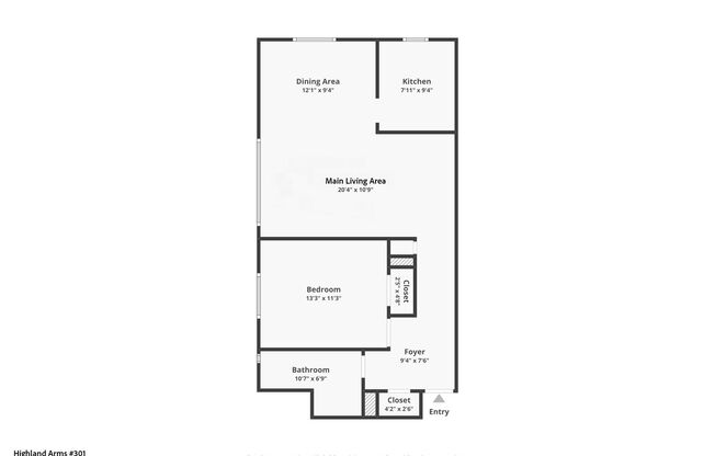 1 bed, 1 bath, 664 sqft, $1,685, Unit 301