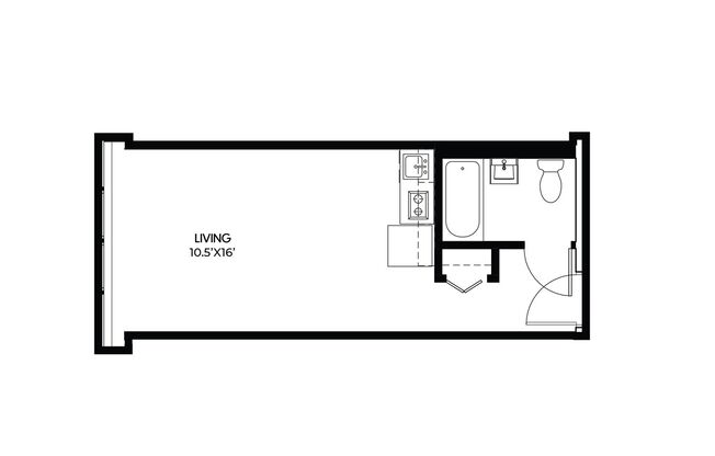 Studio, 1 bath, 350 sqft, $1,039, Unit 508