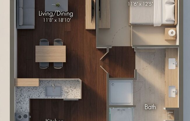 1 bed, 1 bath, 895 sqft, $2,250