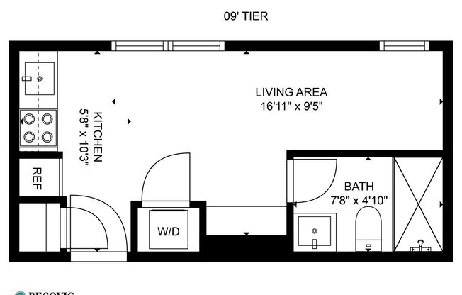 Studio, 1 bath, 172 sqft, $1,350, Unit 409