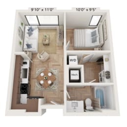 1 bed, 1 bath, 539 sqft, $1,383