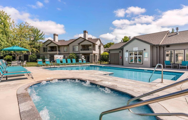 Year-Round Outdoor Spa at Tanning bed at Forest Hills in Eugene, Oregon