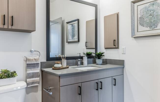 a bathroom with a sink and a mirror at Prism at Diamond Ridge, Pennsylvania, 15108