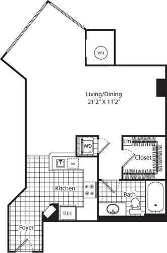 Studio, 1 bath, 665 sqft, $2,088, Unit 418