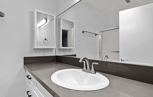 Modern styled bathroom with shower and tub.