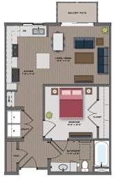 Studio, 1 bath, 590 sqft, $1,670