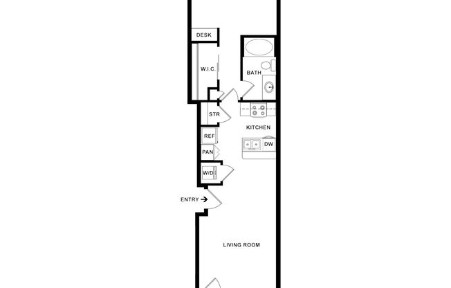 1 bed, 1 bath, 747 sqft, $1,635