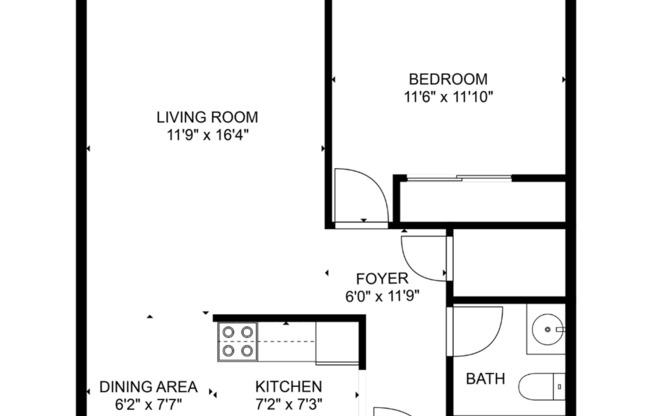 1 bed, 1 bath, 565 sqft, $620, Unit 1412-103