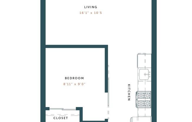 Studio, 1 bath, 536 sqft, $1,646, Unit 214
