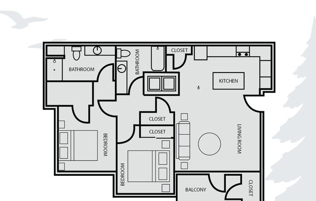 2 beds, 2 baths, 979 sqft, $2,195, Unit 06-201