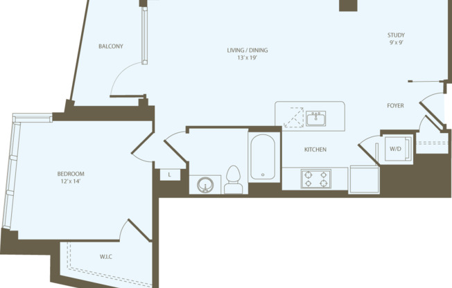 1 bed, 1 bath, 839 sqft, $3,034, Unit 1424