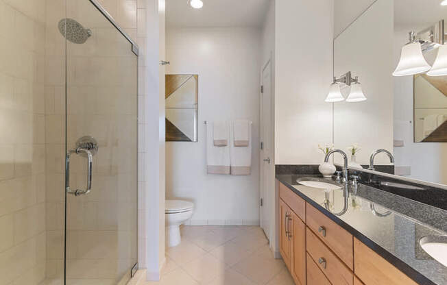 apartments in vienna va - The Reserve at Tysons Corner Spa bathrooms