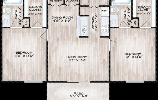 2 beds, 2 baths, 917 sqft, $1,235