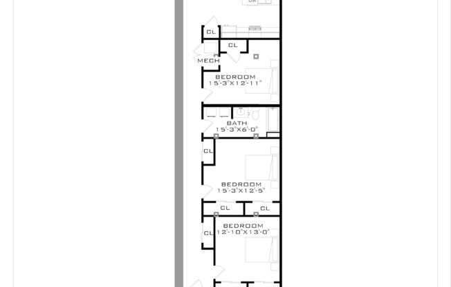A drawing of a floor plan for a kitchen and living room.