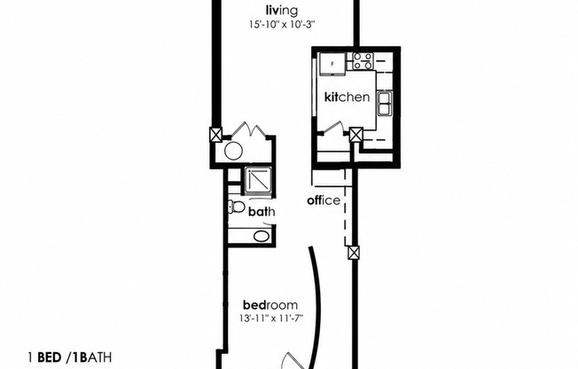 1 bed, 1 bath, 901 sqft, $999, Unit 418