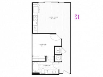 Studio, 1 bath, 602 sqft, $1,387