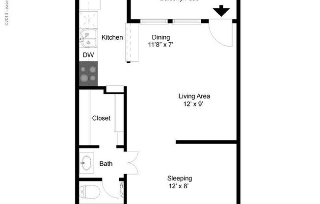 Studio, 1 bath, 470 sqft, $1,025