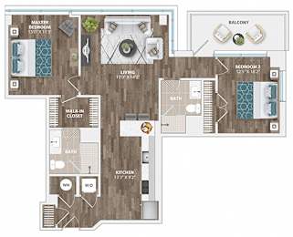 2 beds, 2 baths, 1,041 sqft, $2,804