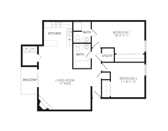 2 beds, 2 baths, 1,043 sqft, $1,740