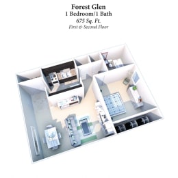 1 bed, 1 bath, 675 sqft, $990