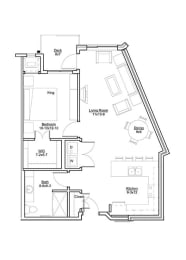 1 bed, 1 bath, 840 sqft, $1,435