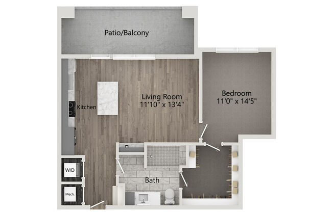 1 bed, 1 bath, 778 sqft, $2,493