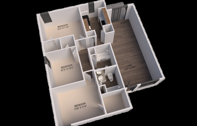 3 beds, 2 baths, 1,265 sqft, $1,250