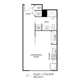 Studio, 1 bath, 450 sqft, $1,145