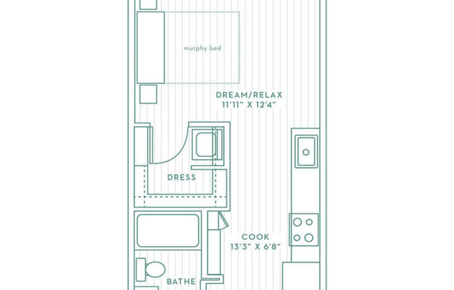 Studio, 1 bath, 469 sqft, $1,267