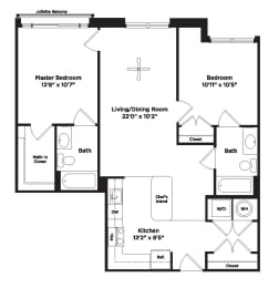 2 beds, 2 baths, 925 sqft, $3,026